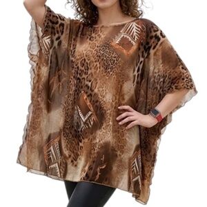 Women's Loose-Fit Leopard Print Tunic, One Size
